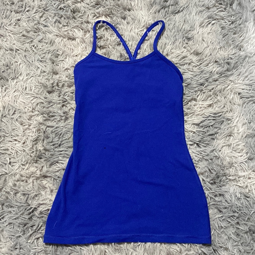 Blue Lululemon tank full length